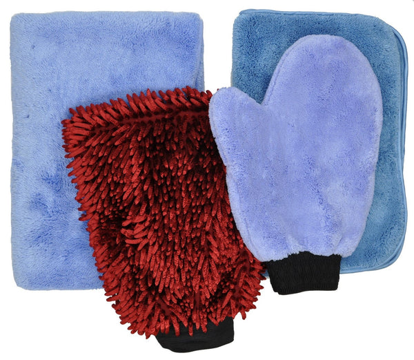 Detailer's Preference® Microfiber Car Wash Kit – 4-piece Set (2 Towels, 2 Mitts)