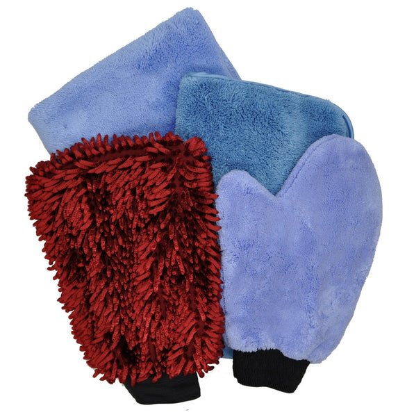 Detailer's Preference® Microfiber Car Wash Kit – 4-piece Set (2 Towels, 2 Mitts)