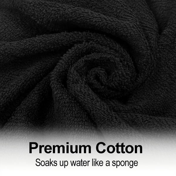 Eurow Cotton Salon Towels, 16" by 27", Black, 24 Pack