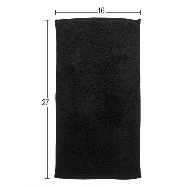 Eurow Cotton Salon Towels, 16" by 27", Black, 24 Pack