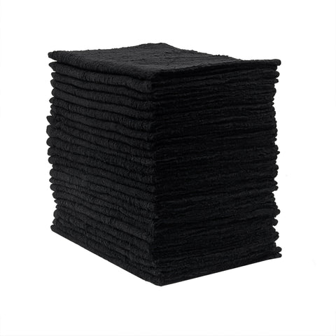 Eurow Cotton Salon Towels, 16" by 27", Black, 24 Pack