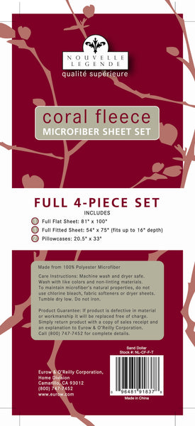 Nouvelle Legende® Microfiber Luxury Coral Fleece Sheet Set