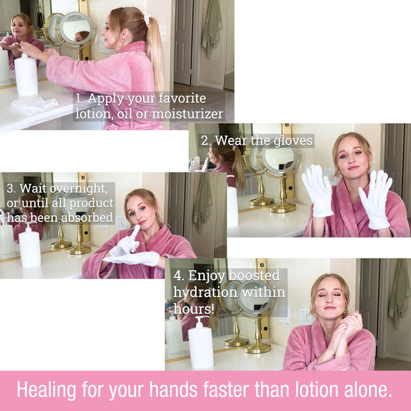 Eurow White Cotton Cosmetic Moisturizing Gloves – 2 Pairs