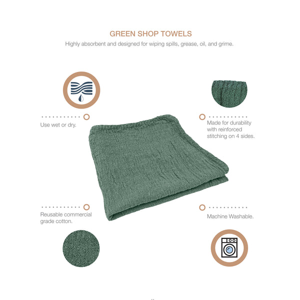 Detailer's Preference Automotive Shop Towels, Cotton, 11"x12", 50 Pack