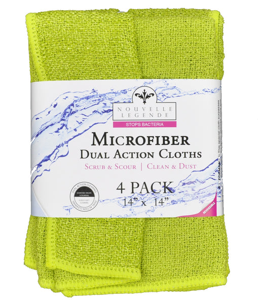 Nouvelle Legende® 14 x 14 in. 315 GSM Dual Action Scrubber Dish Cloths – 4-pack