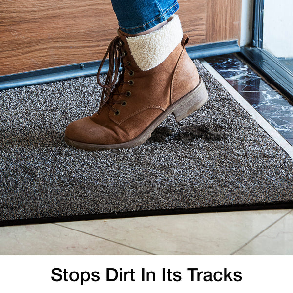 Eurow Trek N' Clean Microfiber Traction Floor Mat, Black and Gray, 20 by 30 Inches