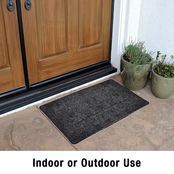 Eurow Trek N' Clean Microfiber Traction Floor Mat, Black and Gray, 20 by 30 Inches