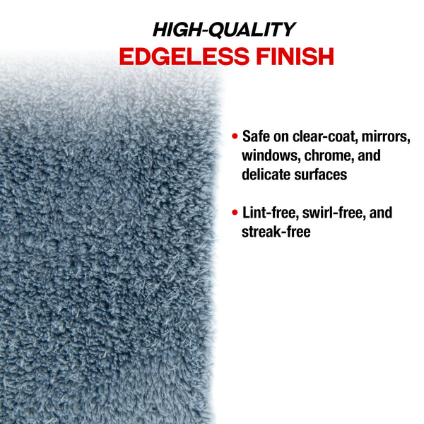 Detailer's Preference® 16 x 16 in. 500 GSM Ultra-Plush Edgeless Steel Gray Microfiber Towels – 6-pack