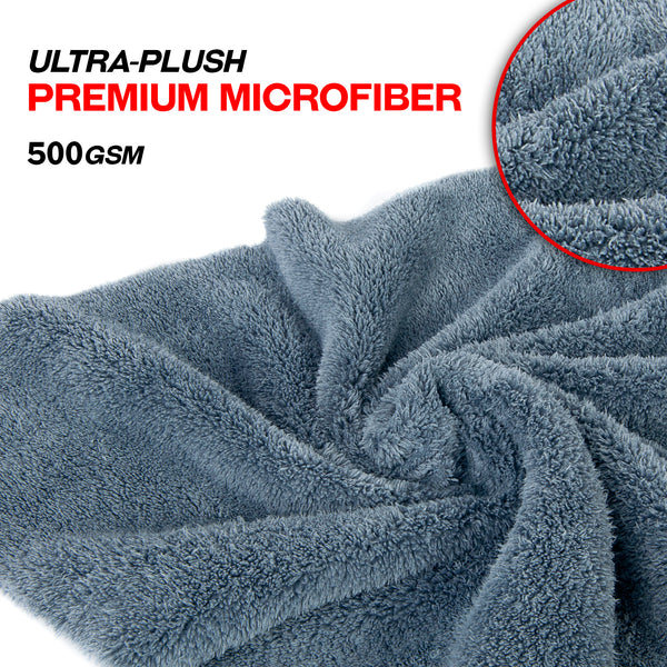 Detailer's Preference® 16 x 16 in. 500 GSM Ultra-Plush Edgeless Steel Gray Microfiber Towels – 6-pack