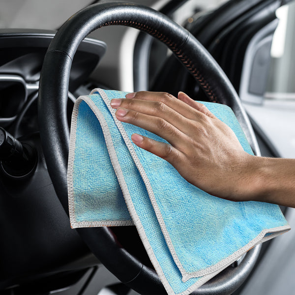 Detailer's Preference® 14 x 14 in. 230 GSM Microfiber Blue & White Cleaning Towels – 8-pack