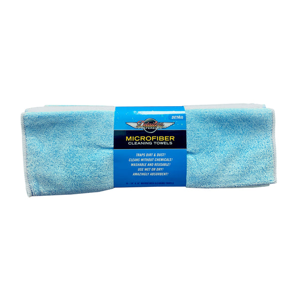 Detailer's Preference® 14 x 14 in. 230 GSM Microfiber Blue & White Cleaning Towels – 8-pack