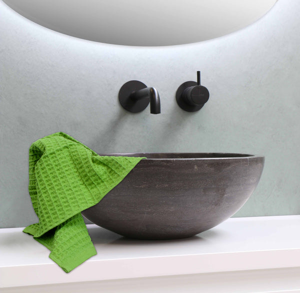 Nouvelle Legende Cotton Towel, Sunflower Print, 16 x 28" Green and White, 2 Towels