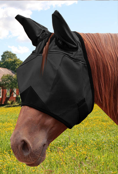 ECP Equine Comfort Products Horse Fly Mask with Ears and Adjustable Strap