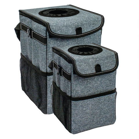 Eurow Automotive Trash Bin Container Set with Included Bin Liners, Large and Small, Set of 2