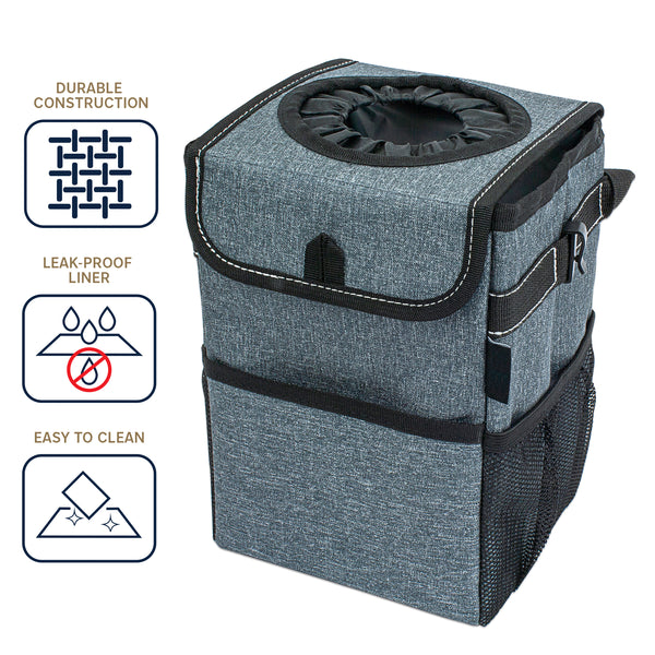 Eurow Automotive Trash Bin Container Set with Included Bin Liners, Large and Small, Set of 2