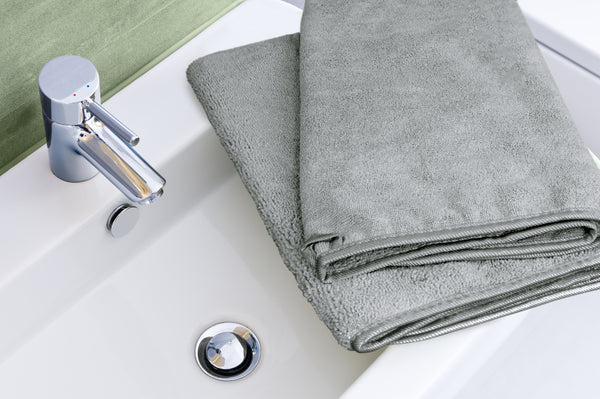 Eurow Microfiber Hand Towels, Gray, 2 Pack