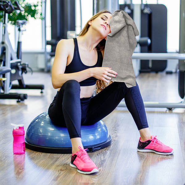 Eurow Microfiber Fitness Towels, 350GSM, 16x27 Inches, Gray, 6 Pack