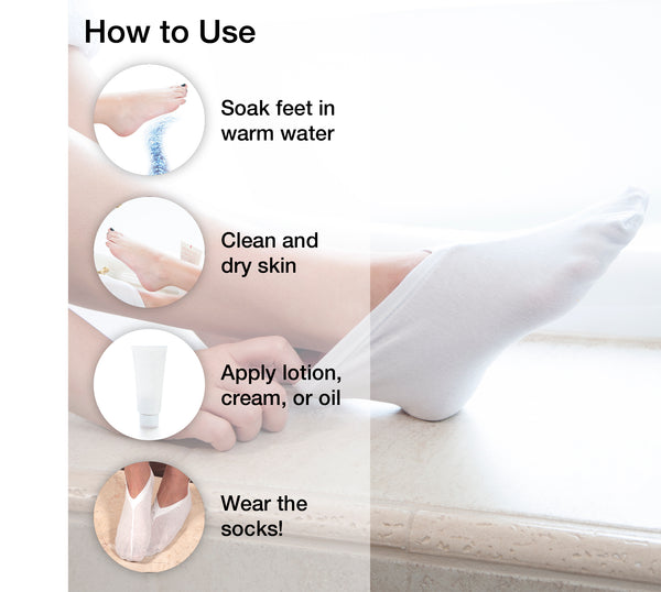 Eurow White Cotton & Spandex Reusable Moisturizing Socks – 2 Pairs