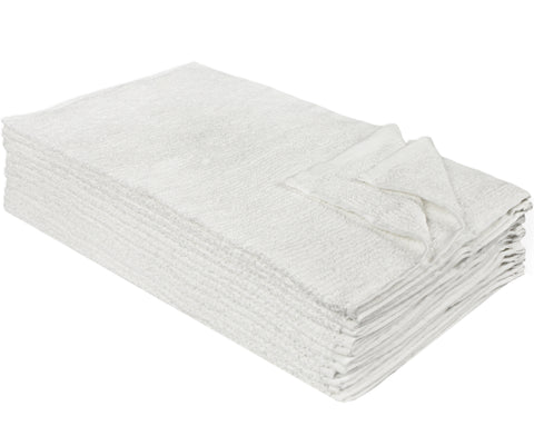 Nouvelle Legende Ribbed Cotton Bar Mop Towels, 16 x 19 Inches, White,  Pack of 12