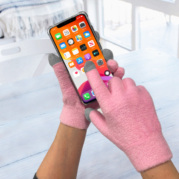 Eurow Moisturizing Gloves with Aloe Infused and Touch Screen Fingers, Durable and Reusable, Pink, 1 Pair