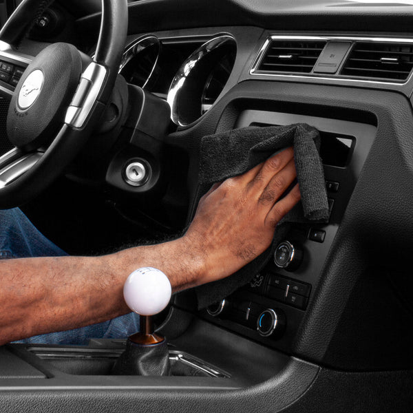 Detailer's Preference® 12 x 12 in. 240 GSM Ultrasonic Cut Black Microfiber Cleaning Cloths – 50-pack