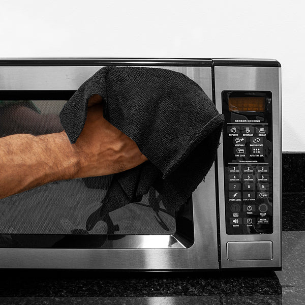 Detailer's Preference® 12 x 12 in. 240 GSM Ultrasonic Cut Black Microfiber Cleaning Cloths – 50-pack