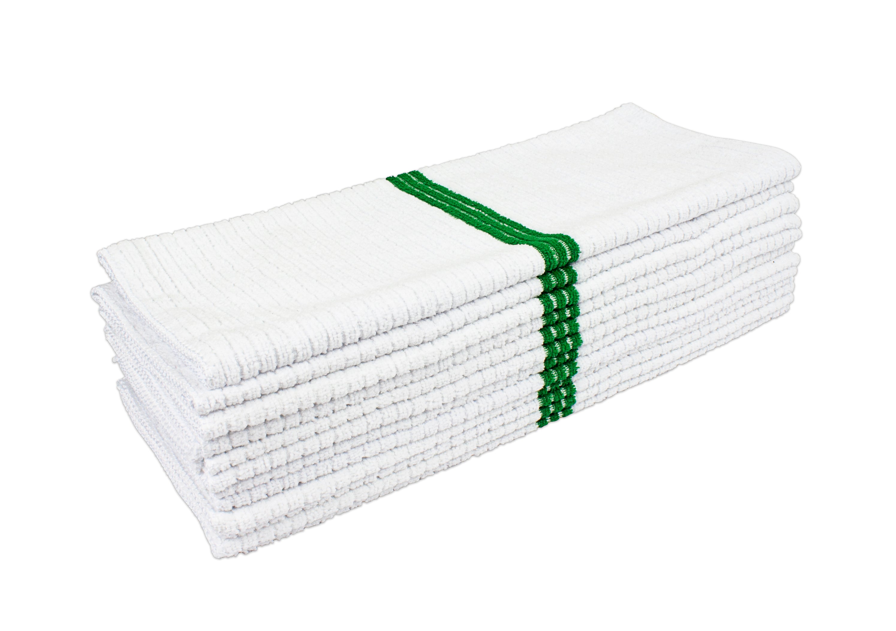 Nouvelle Legende 14 x 18in Ribbed Bar Mop Microfiber Towels (12 Pack) Green