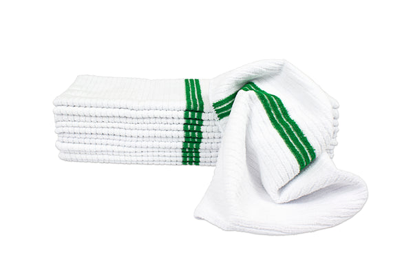Nouvelle Legende® 14 x 18 in. 350 GSM Striped Ribbed Microfiber Bar Mop Towels – 12-pack