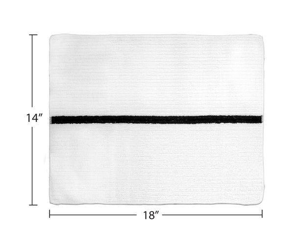 Nouvelle Legende® 14 x 18 in. 350 GSM Striped Ribbed Microfiber Bar Mop Towels – 12-pack