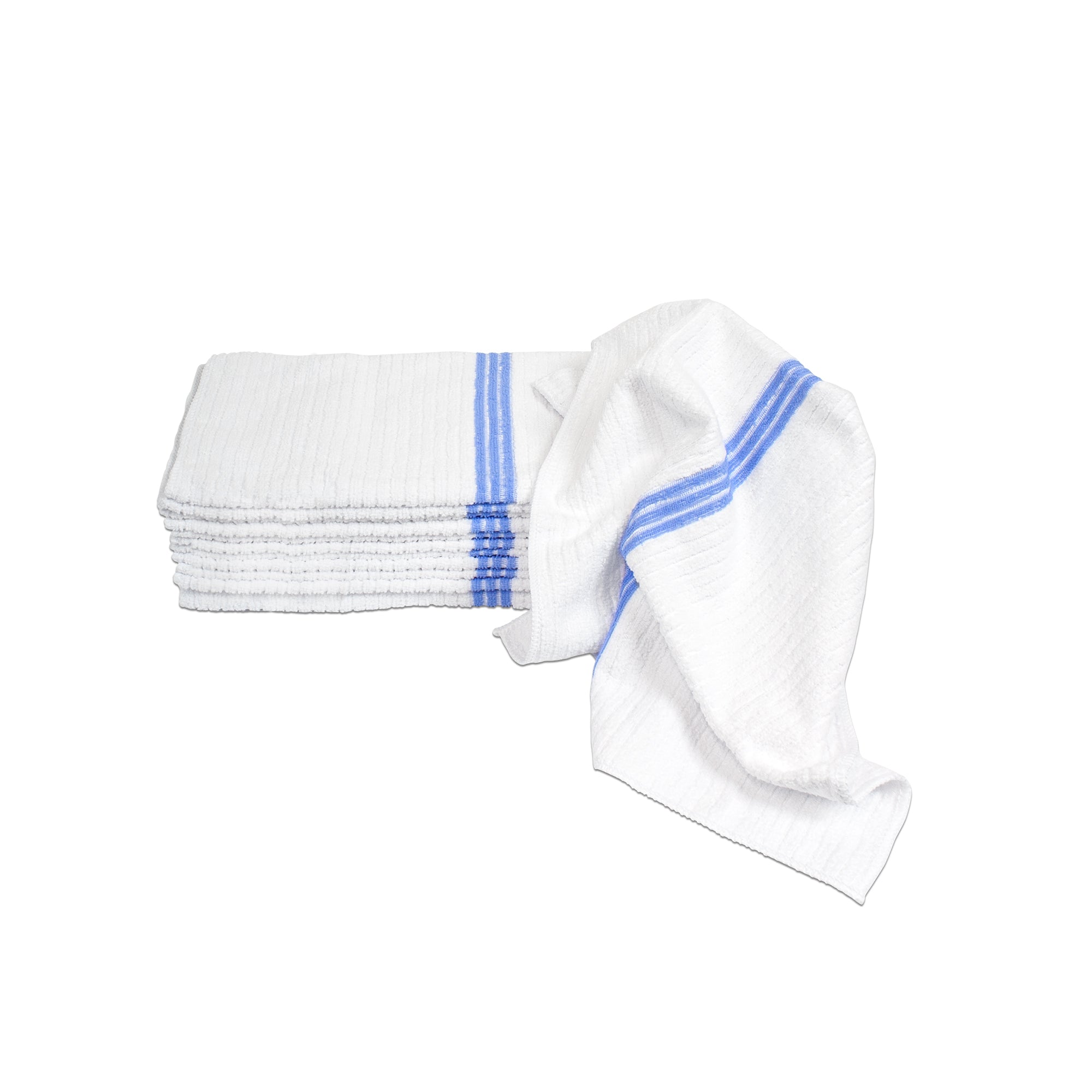 Nouvelle Legende Ribbed 100% Cotton Bar Towel, White, 16 in x 19