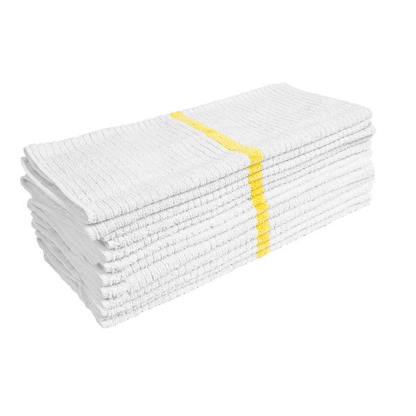 Nouvelle Legende® 14 x 18 in. 350 GSM Striped Ribbed Microfiber Bar Mop Towels – 12-pack