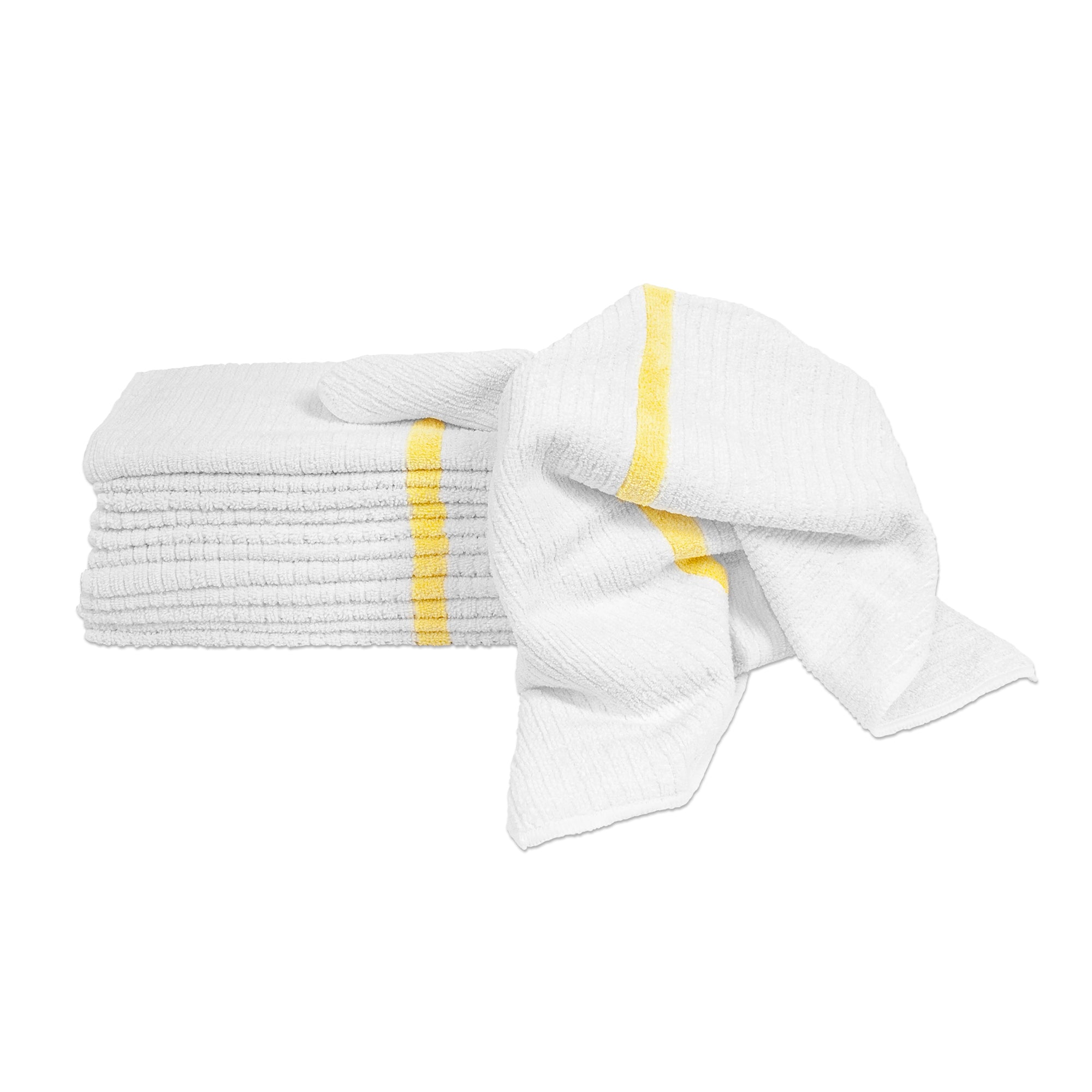 Nouvelle Legende Ribbed 100% Cotton Bar Towel, White, 16 in x 19