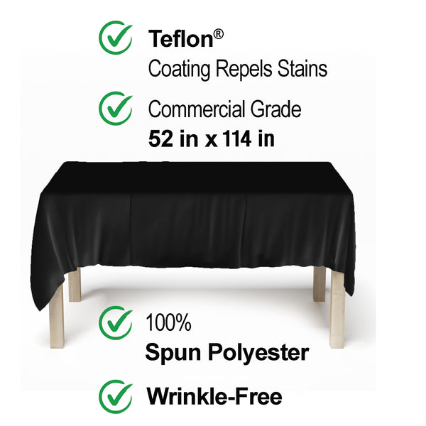Nouvelle Legende® 52 x 114 in. Black Rectangular Polyester Tablecloth