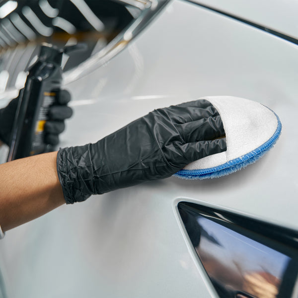 Detailer’s Preference Wax Applicator with Sewn-In Pocket, Microfiber Terry Weave, 6", Light Blue/White, 25 Pack