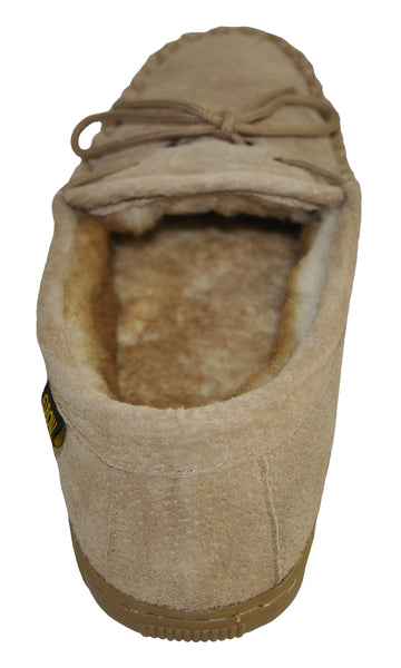 Eurow Men's Hard Sole Sheepskin Moccasin Slippers – Chestnut/Stony