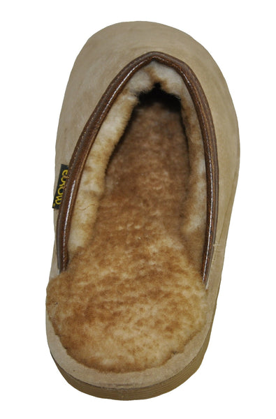 Eurow Men's Hard Sole Sheepskin Scuff Slippers – Sand/Stony