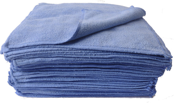 Eurow 12 x 12 in. 350 GSM Blue Microfiber Premium Cleaning Towels – 50-pack