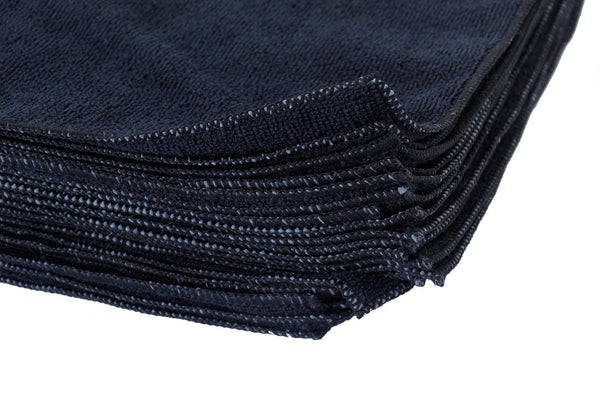 Eurow 12 x 12 in. 350 GSM Black Microfiber Premium Cleaning Towels – 25-pack