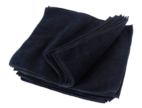 Eurow 12 x 12 in. 350 GSM Black Microfiber Premium Cleaning Towels – 25-pack