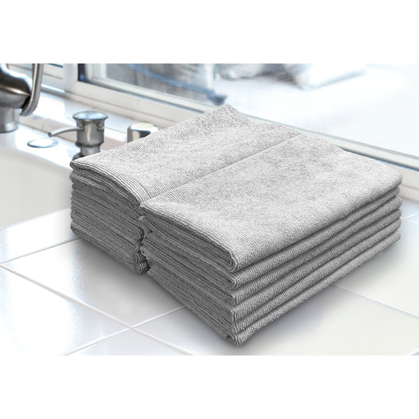 Udderly Clean 12 x 12 in. 290 GSM Silver-Infused Microfiber Cleaning Towels – 25-pack