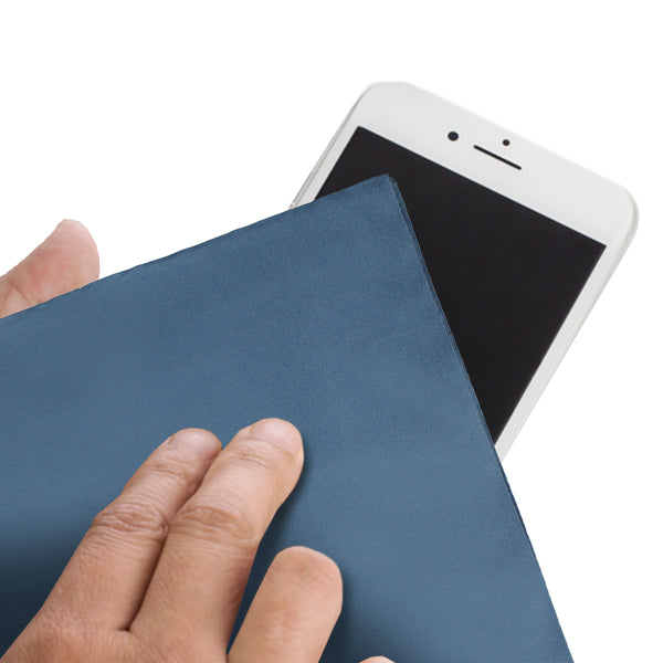 CleanAide® 16 x 16 in. 200 GSM Suede Weave Blue Microfiber Towels – 12-pack