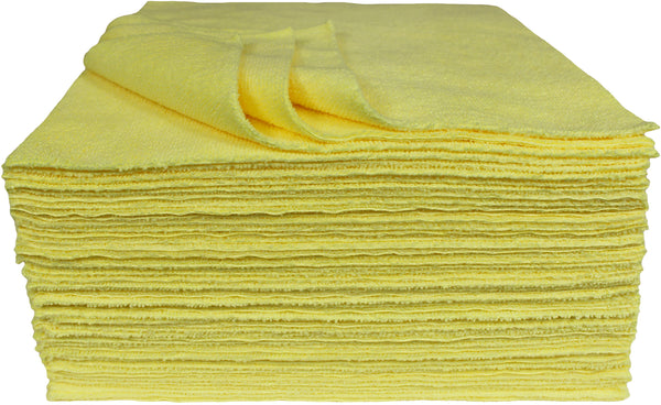 Detailer's Preference® 12 x 12 in. 300 GSM Ultrasonic Cut Yellow Microfiber Cleaning Cloths – 50-pack