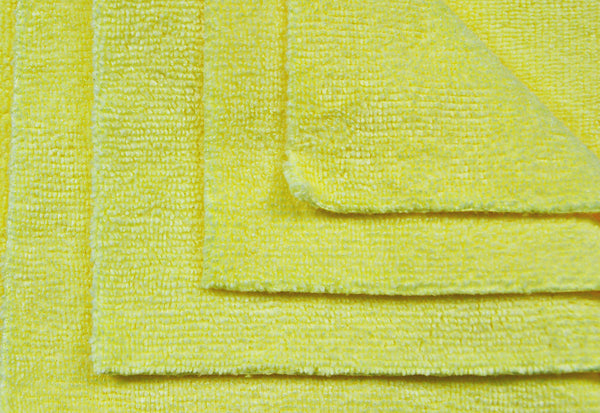 CleanAide® 14 x 14 in. 300 GSM Ultrasonic Cut Microfiber Cleaning Towels – 12-pack