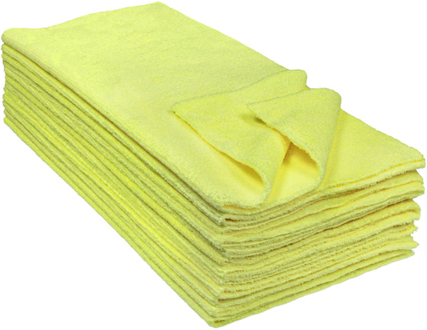 CleanAide® 14 x 14 in. 300 GSM Ultrasonic Cut Microfiber Cleaning Towels – 12-pack