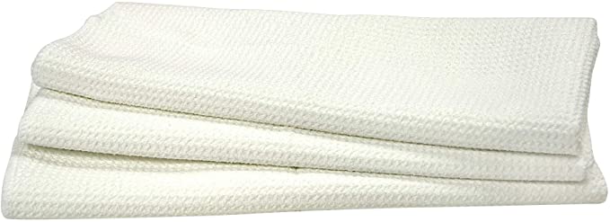 Eurow Microfiber Waffle Weave Kitchen Towel (3-Pack, White)