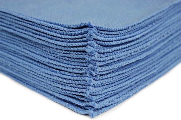 Nouvelle Legende® 16 x 16 in. 340 GSM Blue Microfiber Waffle Weave Towels – 12-pack