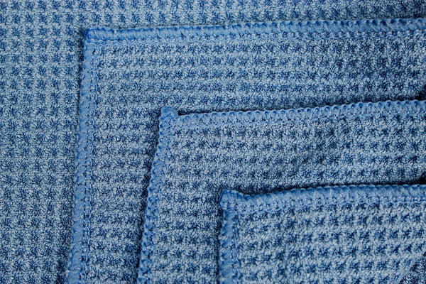 Nouvelle Legende® 16 x 16 in. 340 GSM Blue Microfiber Waffle Weave Towels – 12-pack