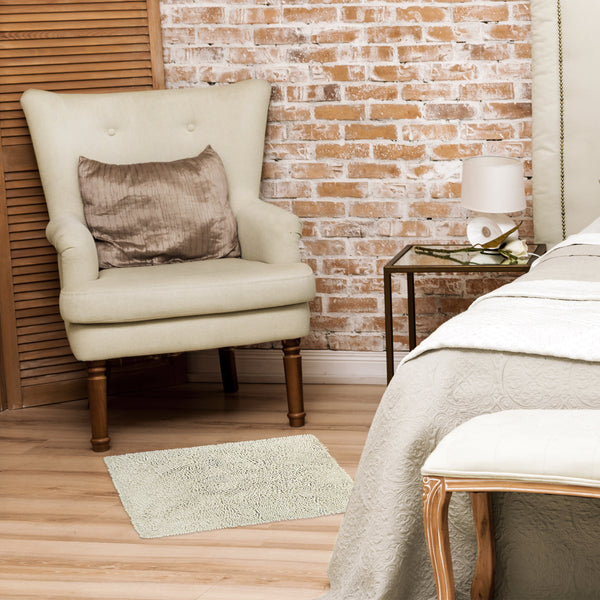 Nouvelle Legende® Microfiber Non-Slip Chenille Bath Mat – Light Beige
