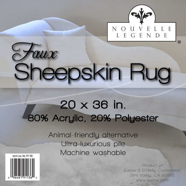Nouvelle Legende® 20 x 36 in. White Faux Fur Sheepskin Rug – Single