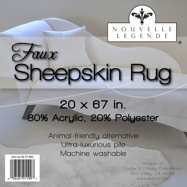 Nouvelle Legende® 20 x 67 in. White Faux Fur Sheepskin Rug – Duo